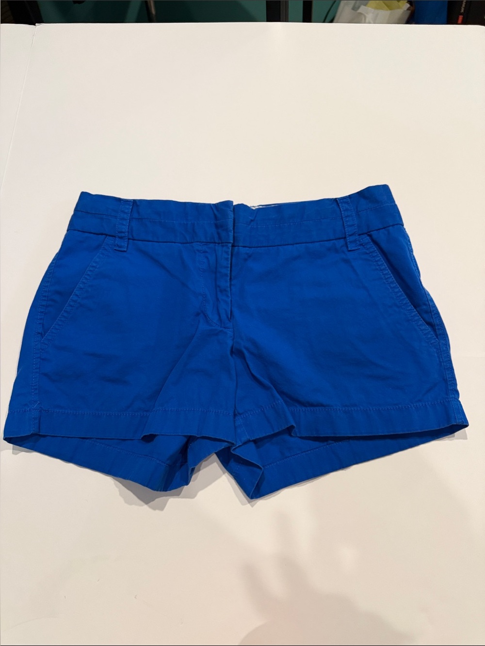 J. Crew Royal Blue Broken in Chino 100% Cotton Shorts sz 0 preppy